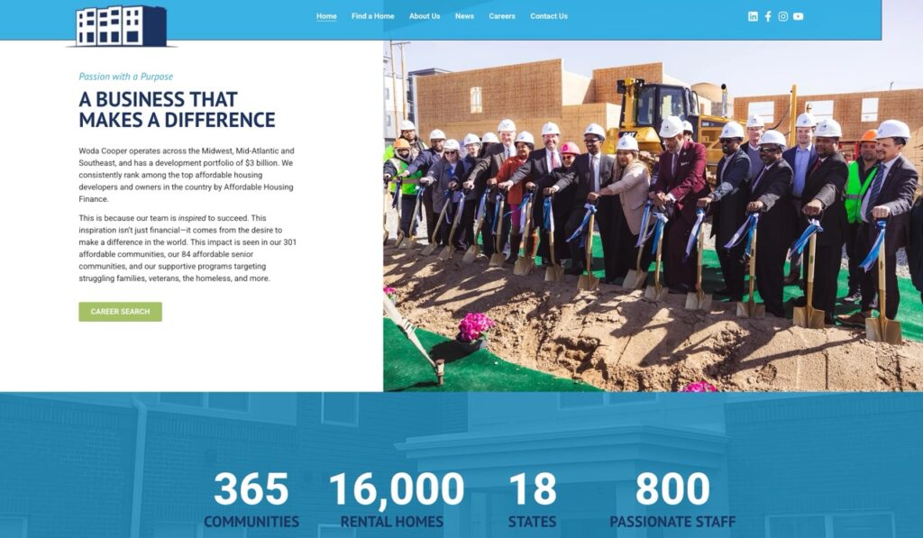 Woda Cooper website homepage